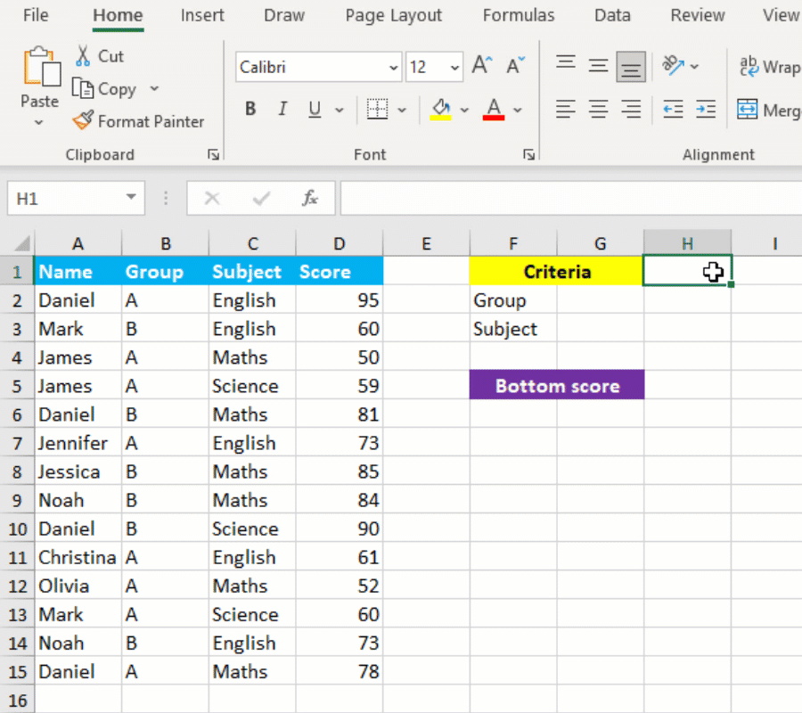 Converting the source data into an Excel table
