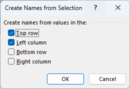Creating names from selection