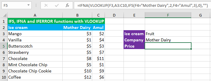 IFS and IFNA VLOOKUP