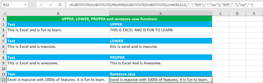 Sentence case formula