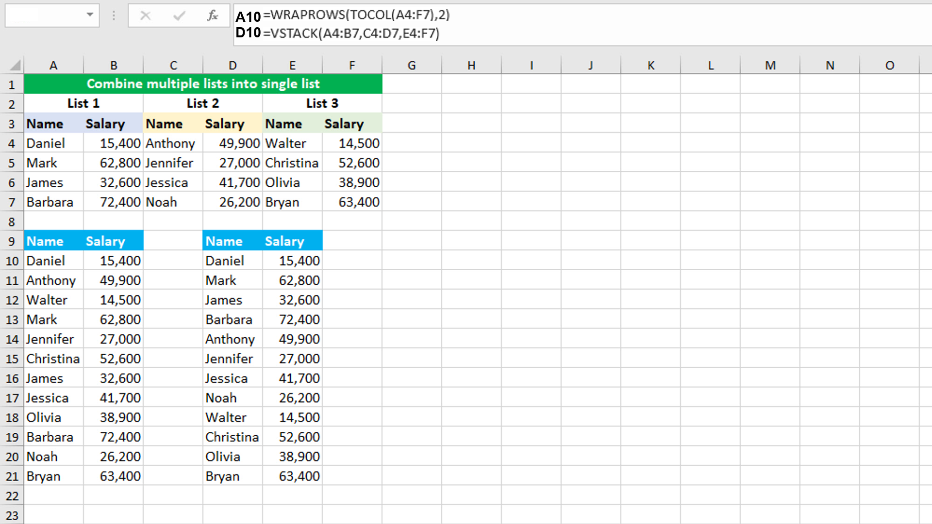 Read more about the article Combine multiple lists into single list using Excel WRAPROWS and TOCOL