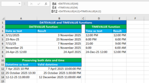 Read more about the article Excel DATEVALUE and TIMEVALUE functions