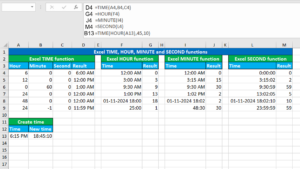 Read more about the article Excel TIME, HOUR, MINUTE and SECOND functions