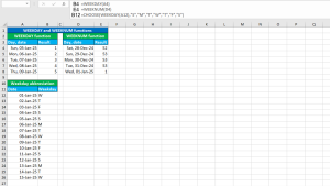 Read more about the article Excel WEEKDAY and WEEKNUM functions