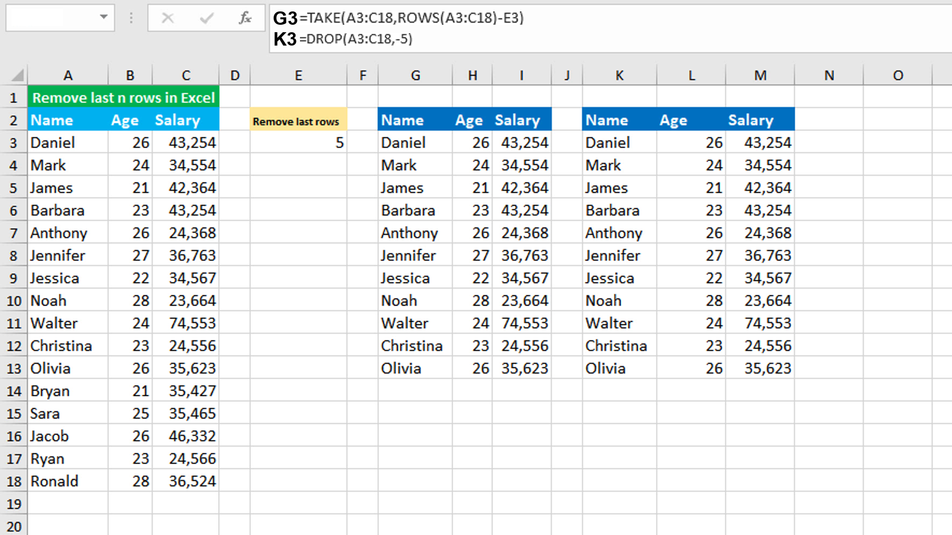 Read more about the article Remove last n rows using Excel TAKE function