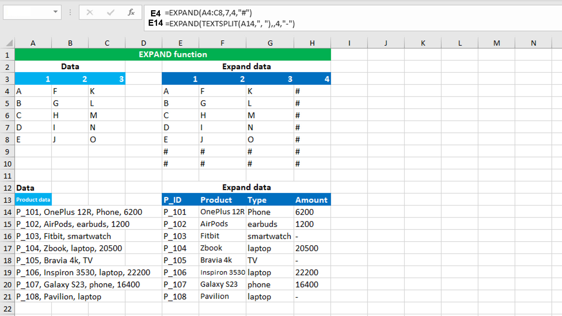 Read more about the article Split text into expanded array using Excel EXPAND function