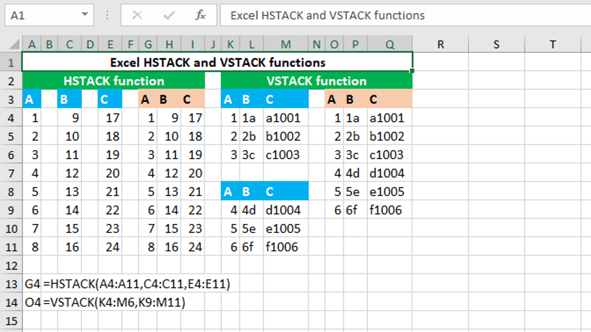 Read more about the article Excel HSTACK and VSTACK functions