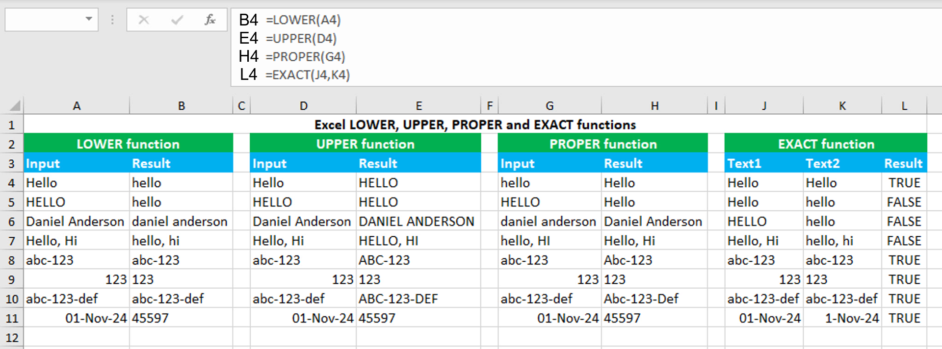 You are currently viewing Excel LOWER, UPPER, PROPER and EXACT functions