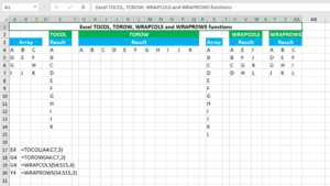 Read more about the article Excel TOCOL, TOROW, WRAPCOLS and WRAPROWS functions