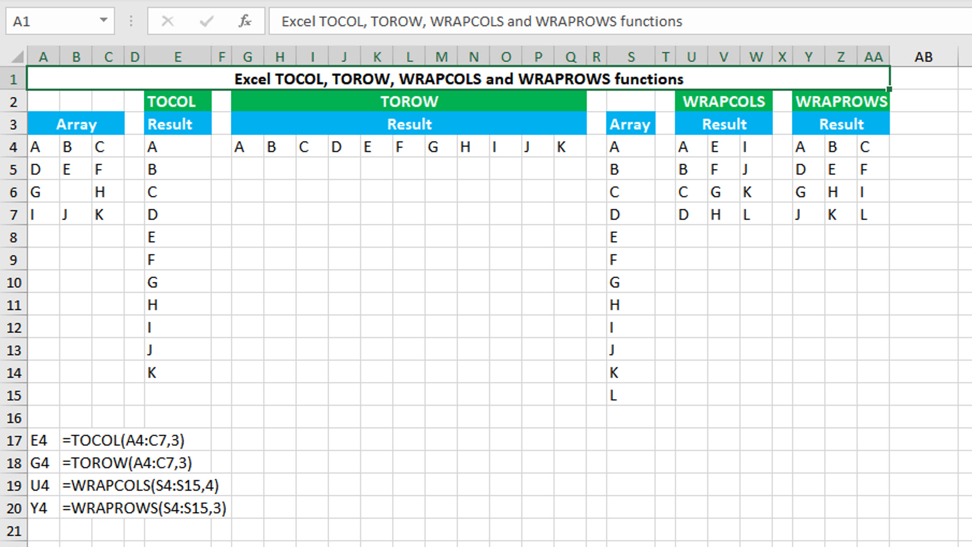 You are currently viewing Excel TOCOL, TOROW, WRAPCOLS and WRAPROWS functions