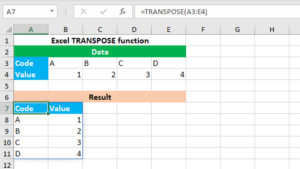 Read more about the article Excel TRANSPOSE function