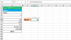 Read more about the article Excel COUNTA function