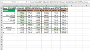 Read more about the article Excel ISNUMBER, ISBLANK, ISERROR, ISFORMULA, ISLOGICAL and ISTEXT functions